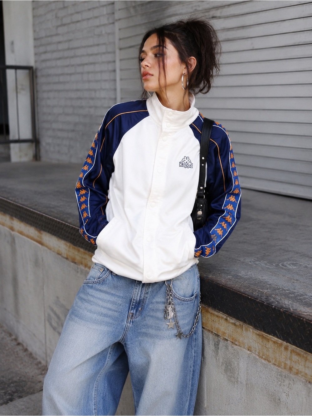Vintage Kappa Y2K Track Jacket White Navy Indie Sleaze Streetwear